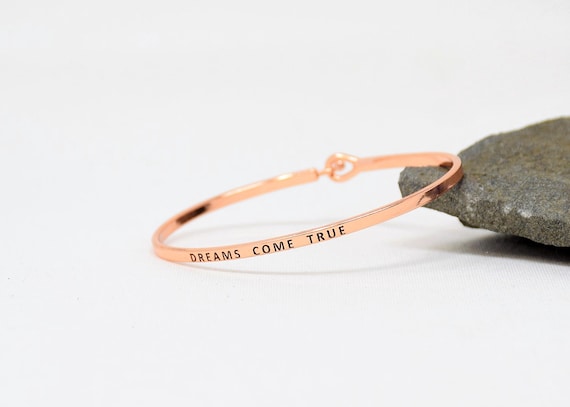 Dream Comes True - Bracelet Bangle with Message for Women Girl Daughter Wife Holiday Anniversary Special Gift