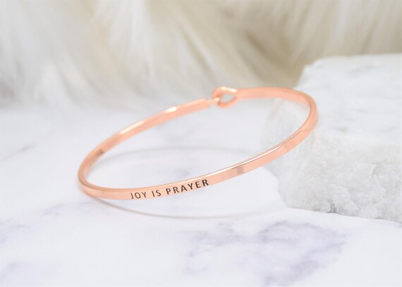 Joy is Prayer - Bracelet Bangle with Message for Women Girl Daughter Wife Holiday Anniversary Special Gift