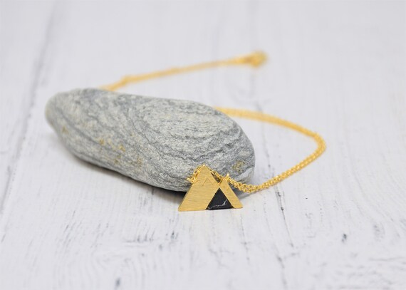 Mountain Stone Necklace - Handcrafted Gold Brass Black Necklaces Perfect Women Girl Daughter Wife Holiday Anniversary Special Gift