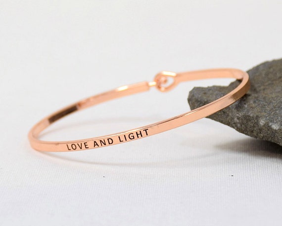LOVE AND LIGHT - Bracelet Bangle with Message for Women Girl Daughter Wife Holiday Anniversary Special Gift