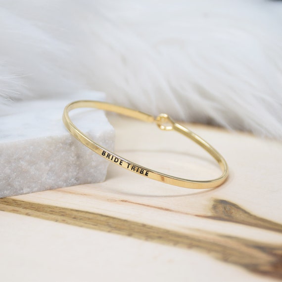 Bride Tribe - Bracelet Bangle with Message for Women Girl Daughter Wife Holiday Anniversary Special Gift