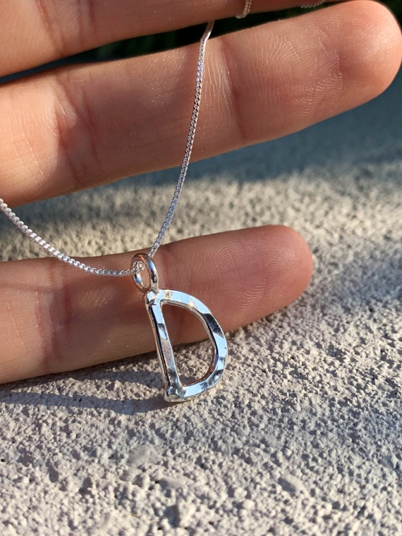 Silver Letter D Necklace Solid Sterling 