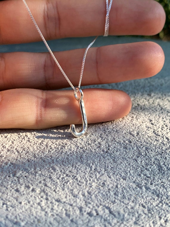 Silver Letter J Necklace Small Sterling 