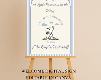Snoopy Babyshower Welcome Sign| A Little Peanut Is On The Way | Welcome Sign |Digital Product