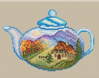 Teapot Cross Stitch Etsy