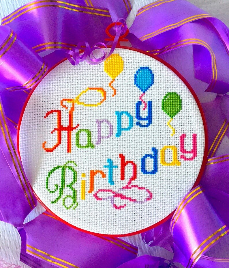 Happy Birthday Cross stitch pattern CrossStitchingForFun Etsy