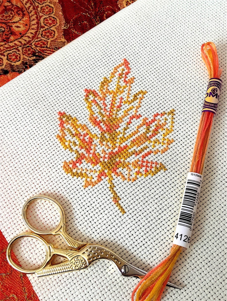 Variegated Autumn Maple Leaf Cross Stitch Pattern Autumn | Etsy
