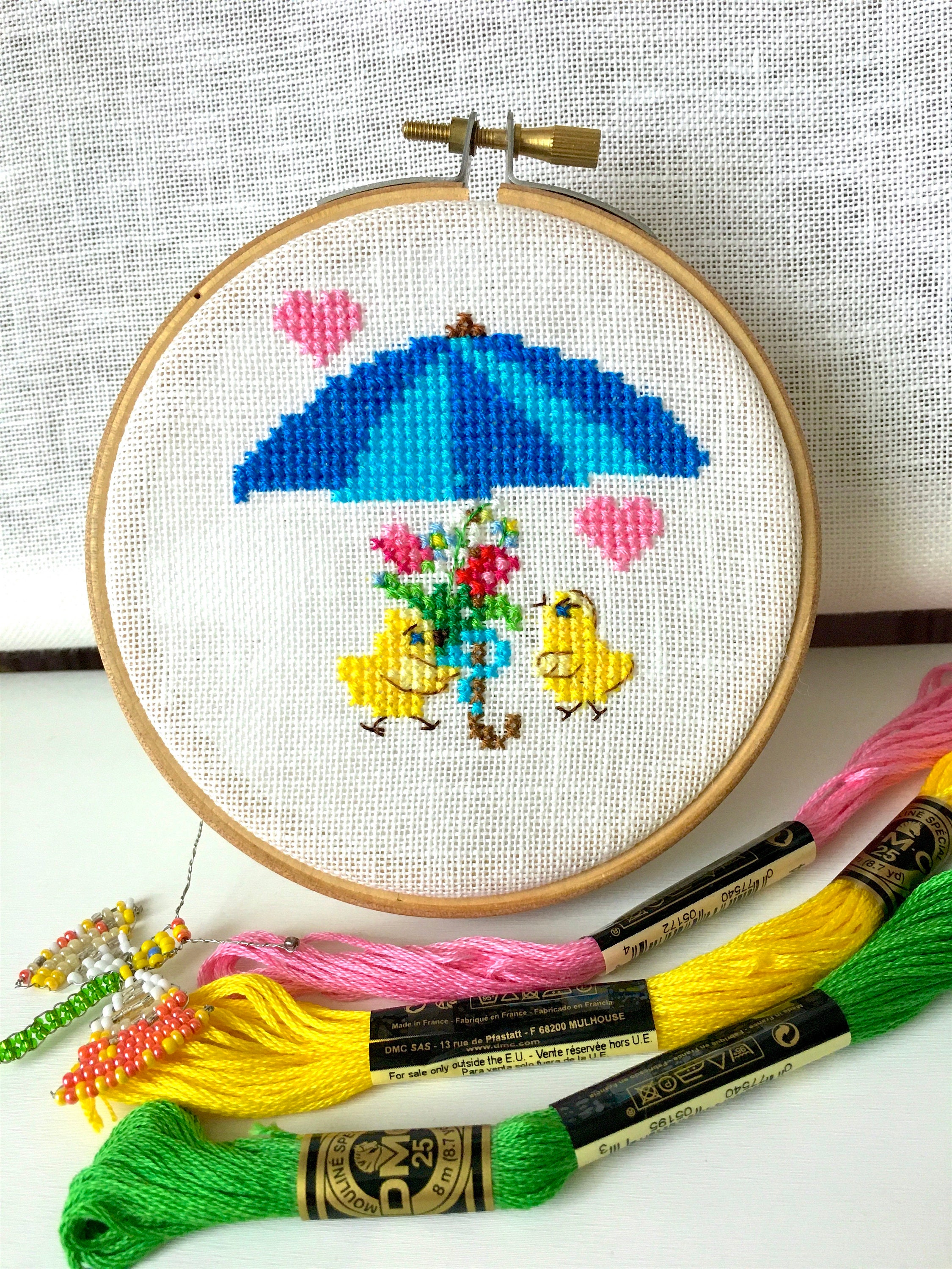 Spring Umbrella cross stitch pattern Seasons with Umbrellas Etsy