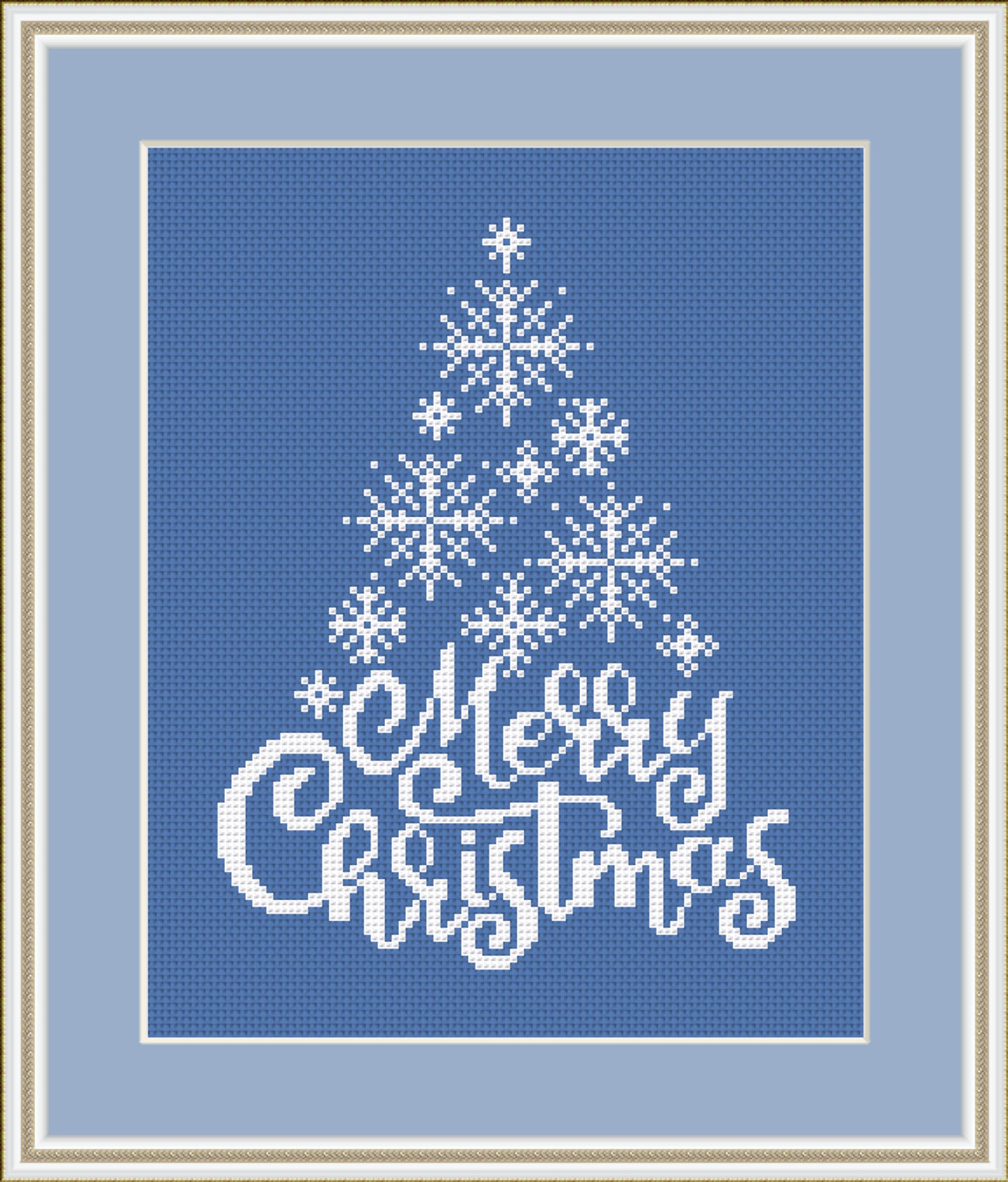 Merry Christmas Snowflake Tree cross stitch pattern. Christmas Etsy