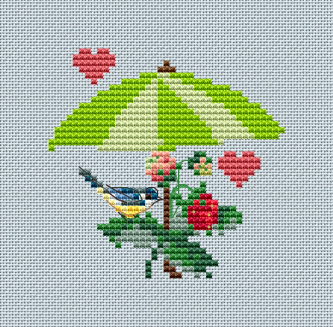 Summer Umbrella cross stitch pattern Seasons with Umbrellas Etsy