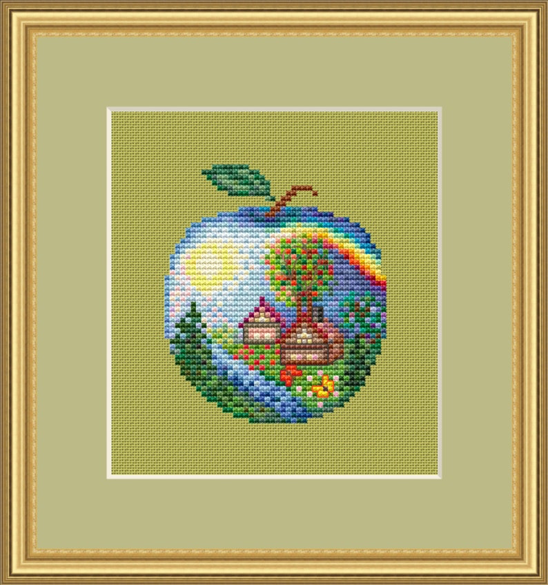 Summer in an Apple Cross Stitch Pattern Seasons in an Apple Etsy