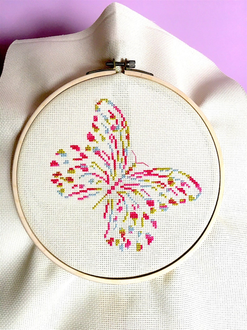 Variegated Lacy Butterfly Cross Stitch Pattern Monochromatic Etsy