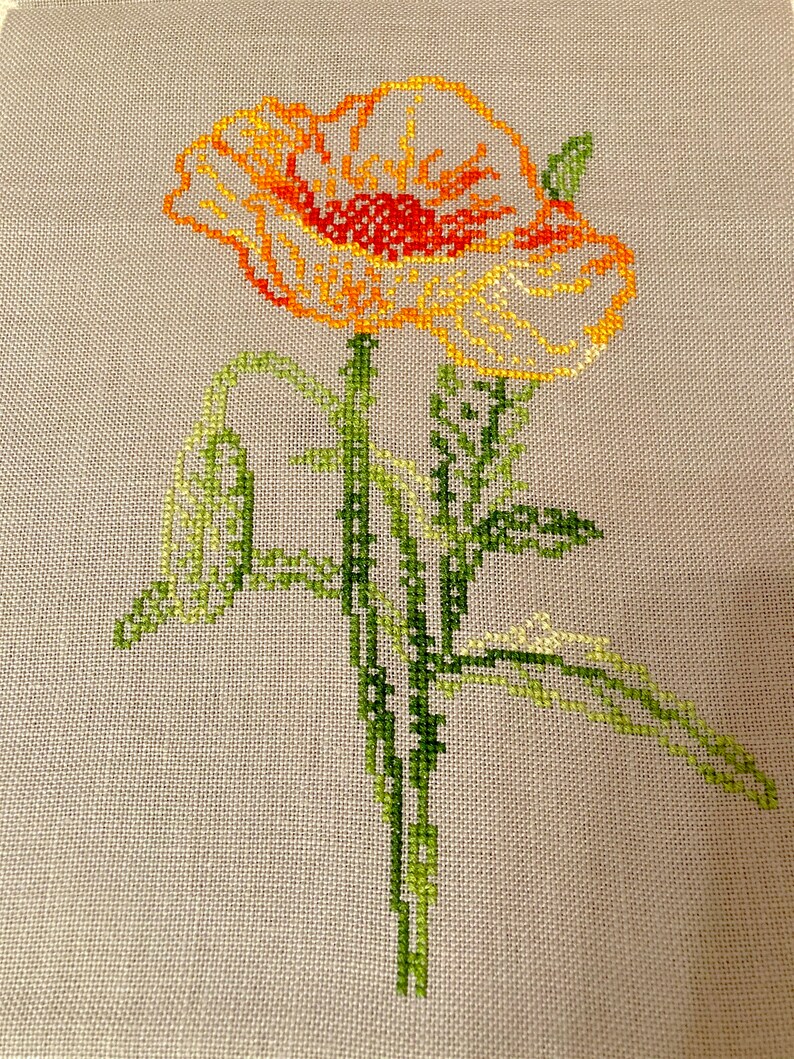Variegated Poppy Cross stitch pattern Flower cross stitch Etsy
