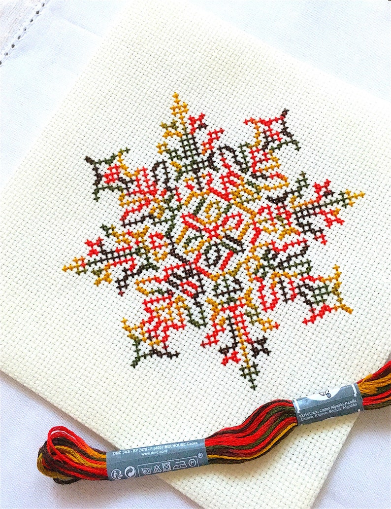 Variegated Snowflake cross stitch pattern Christmas cross Etsy