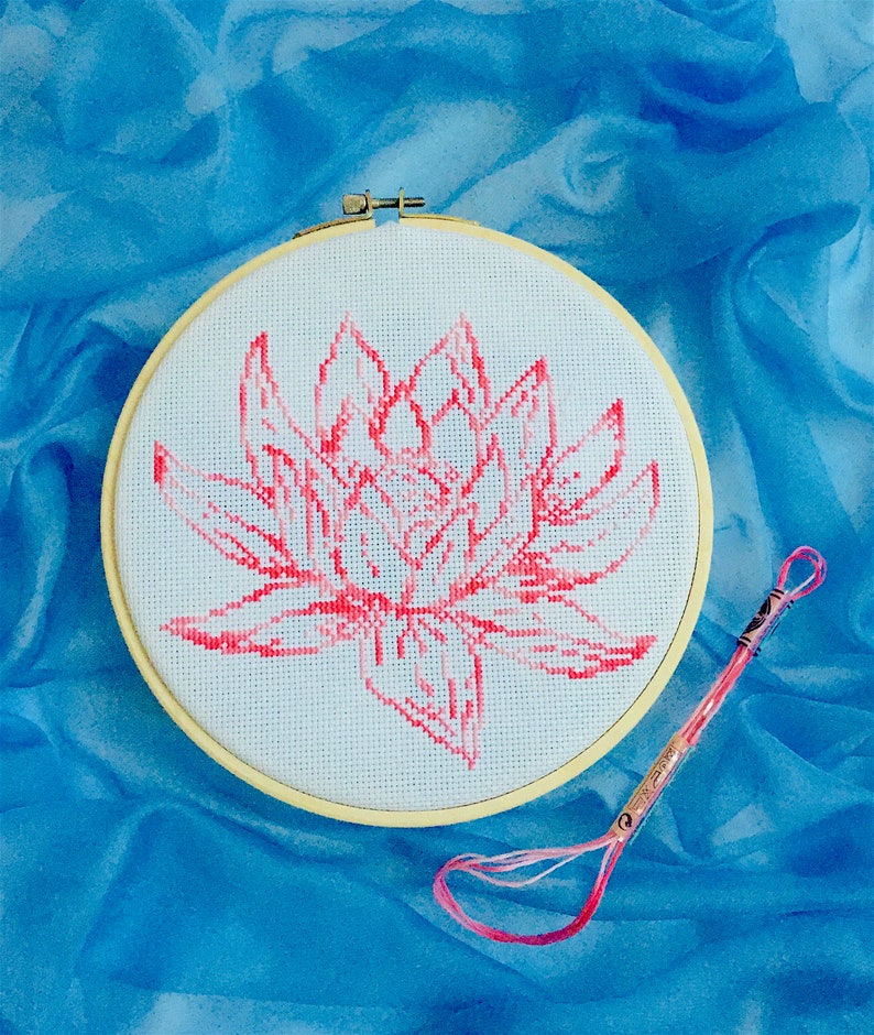 Variegated Lotus Cross Stitch Pattern Color Variations Etsy