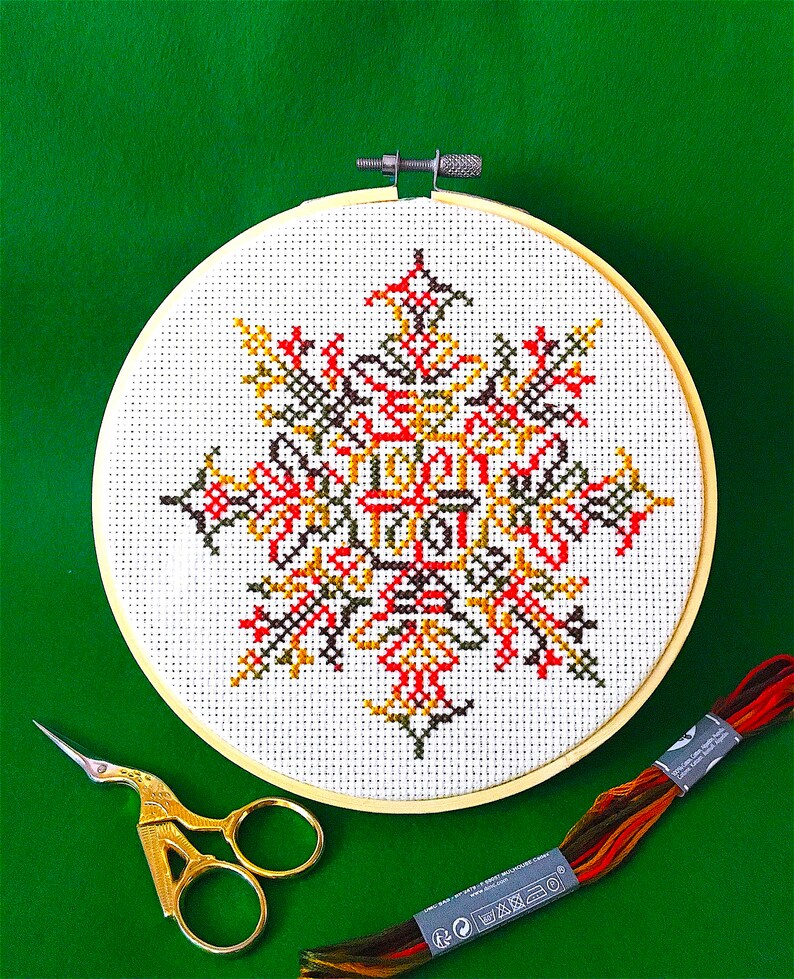 Variegated Snowflake cross stitch pattern Christmas cross | Etsy