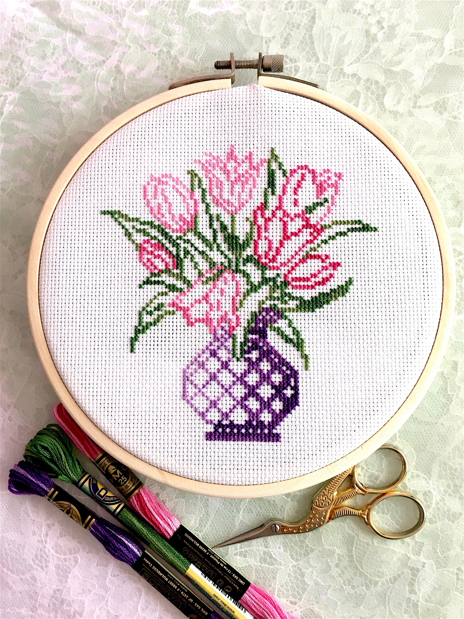 Variegated Tulips Cross Stitch Pattern Spring Flowers Cross Etsy