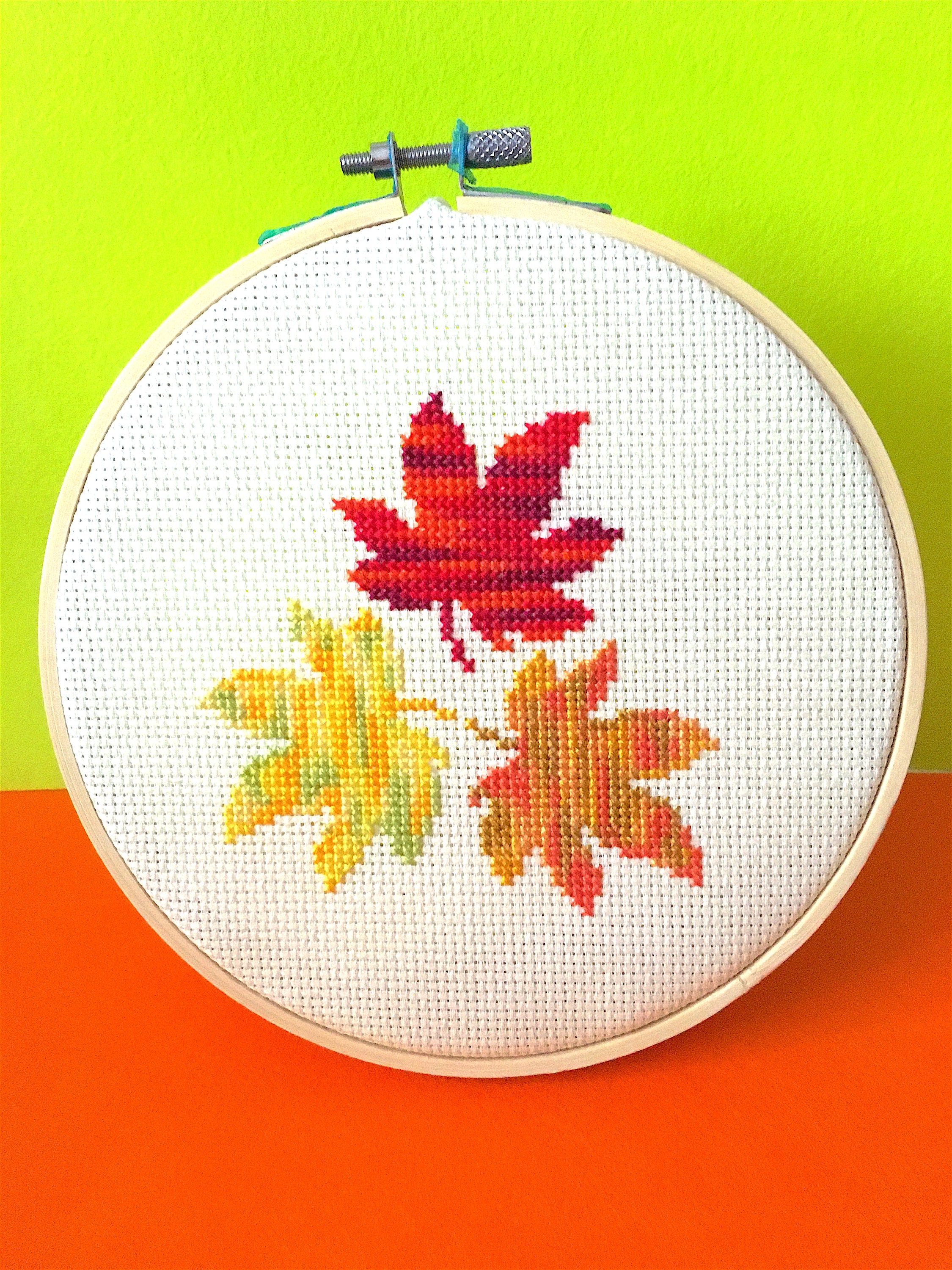 Variegated Autumn maple leaves Cross stitch pattern Autumn Etsy