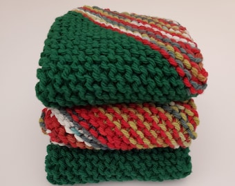 Cotton dish cloths, 100% cotton hand knitted wash cloths, home gifts, home and living, kitchen essentials, dishcloth set, wash cloth set