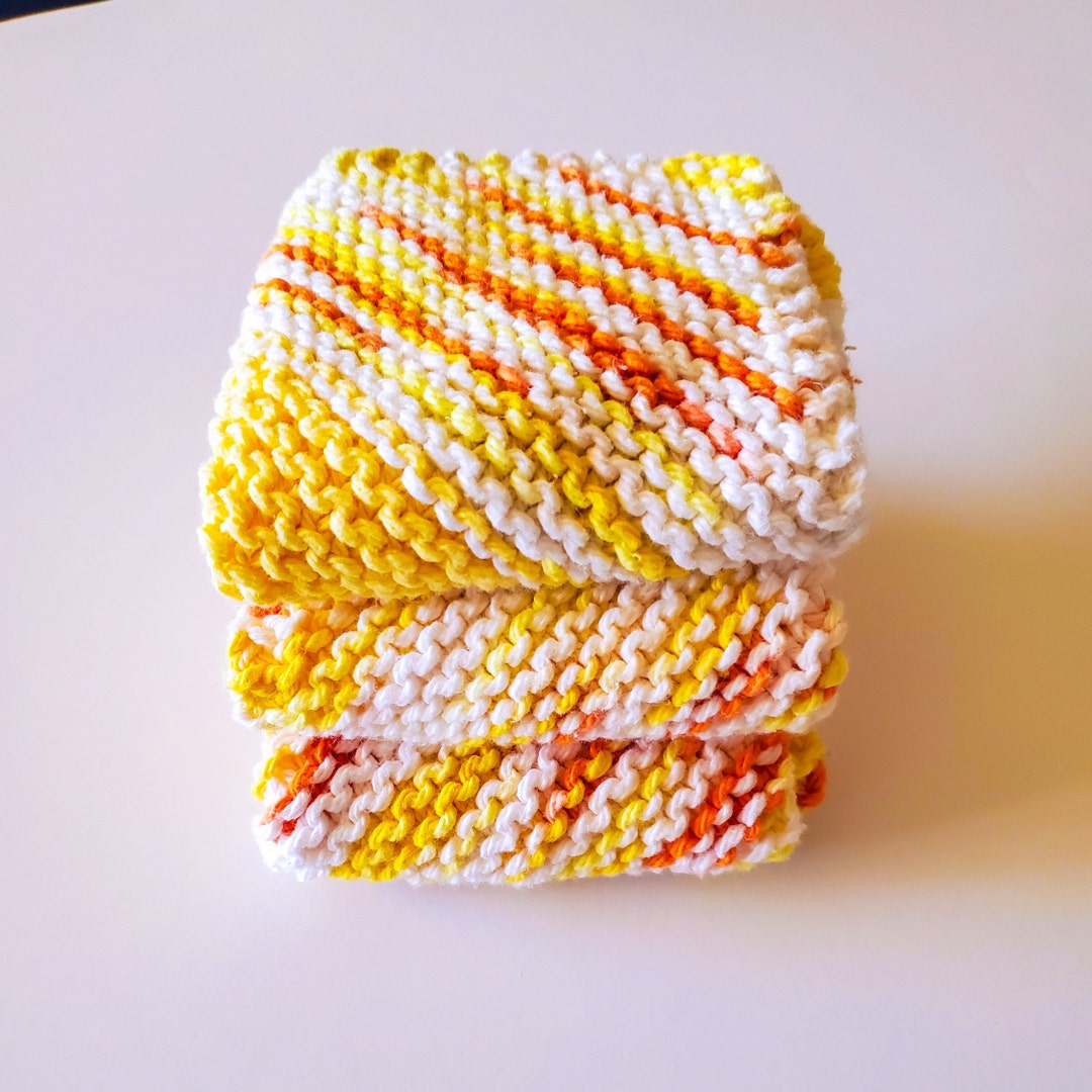 Cotton Dish Cloths 100 Cotton Hand Knitted Wash Cloths Home Etsy