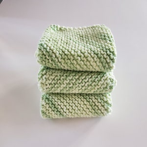 Cotton dish cloths, 100% cotton hand knitted wash cloths, gift for her, home and living, kitchen essentials, dishcloth set, wash cloth set