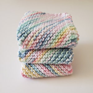 Cotton dish cloths, 100% cotton hand knitted wash cloths, home gifts, home and living, kitchen essentials, dishcloth set, wash cloth set image 1