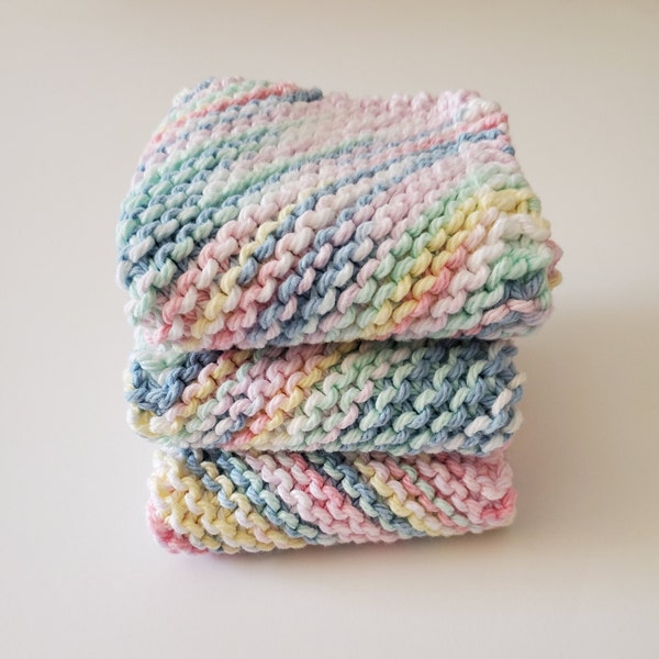 Cotton dish cloths, 100% cotton hand knitted wash cloths, home gifts, home and living, kitchen essentials, dishcloth set, wash cloth set