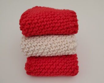 Cotton dish cloths, 100% cotton hand knitted wash cloths, home gifts, home and living, kitchen essentials, dishcloth set, wash cloth set