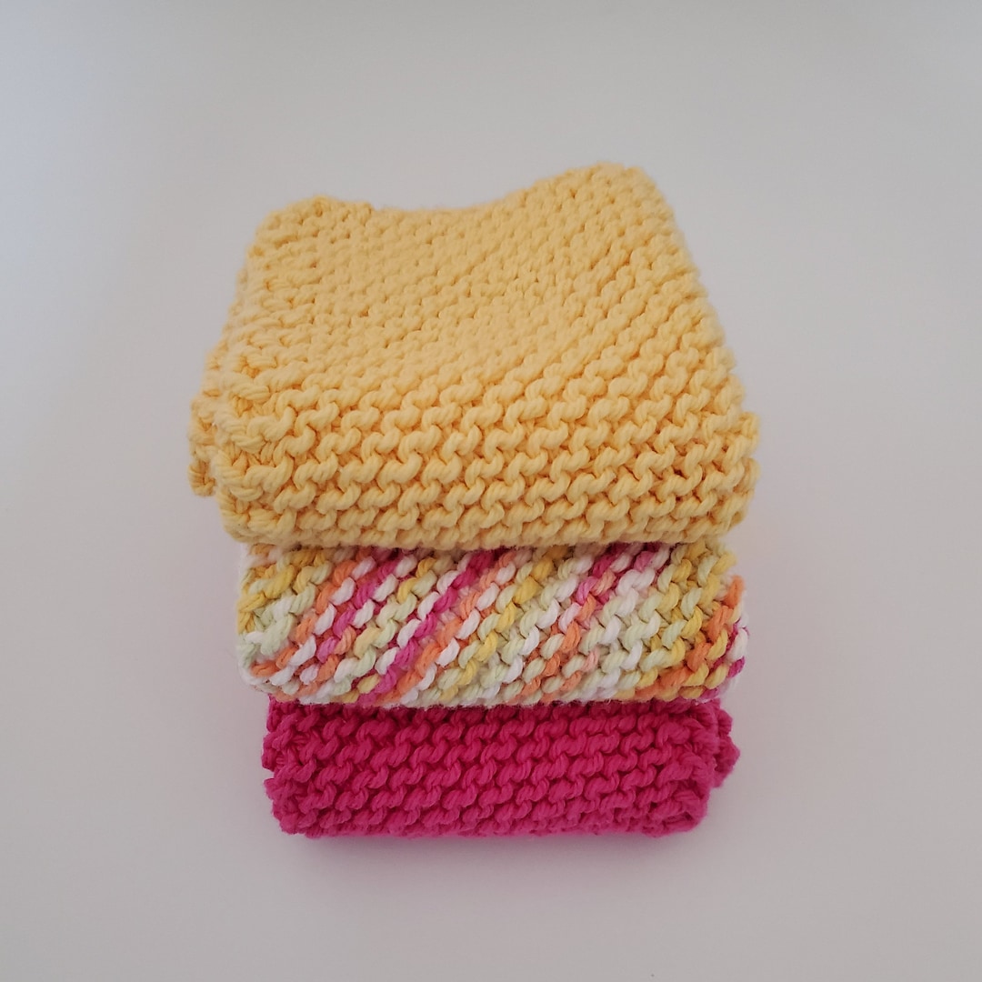 Cotton Dish Cloths 100 Cotton Hand Knitted Wash Cloths Gift Etsy