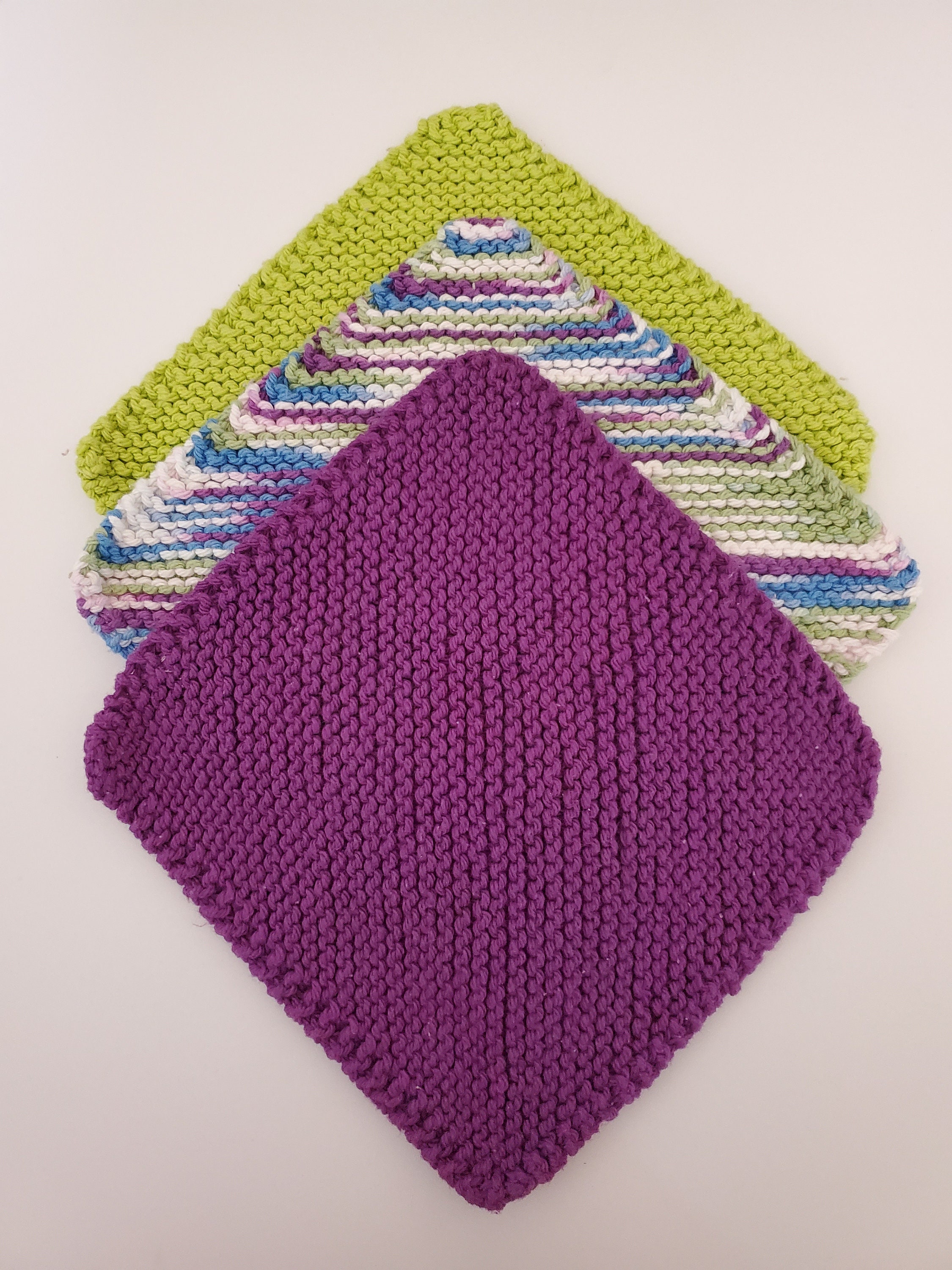 Cotton Dish Cloths 100 Cotton Hand Knitted Wash Cloths Etsy