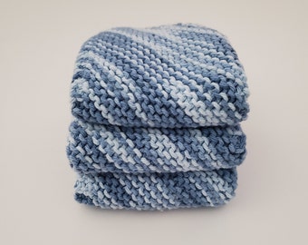 Cotton dish cloths, 100% cotton hand knitted wash cloths, gift for her, home and living, kitchen essentials, dishcloth set, wash cloth set