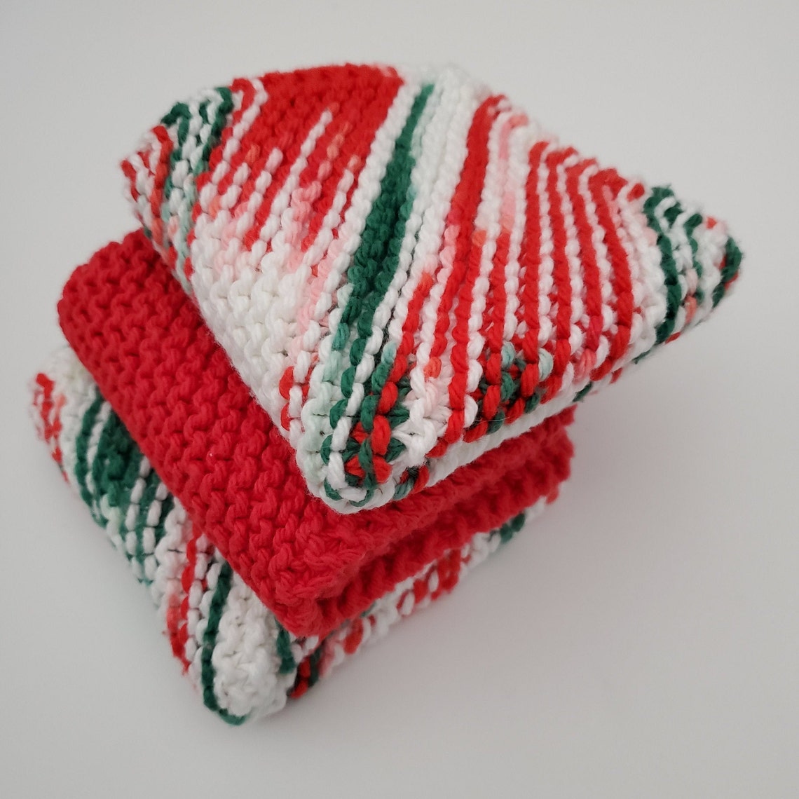 Cotton Dish Cloths 100 Cotton Hand Knitted Wash Cloths Gift Etsy
