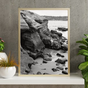La Jolla Cove Shore, California. Digital Download. 35mm B&W Scanned Film, Landscape Fine Art Photography.