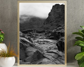 Foggy Mornings of Hieroglyphic Trailhead, Superstition Mountains, Arizona. UNFRAMED Inkjet Print from 35mm Negative