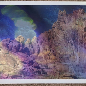 Hidden Saguaro of Wave Cave Trailhead, Superstition Mountains, Arizona. Framed Inkjet Print, 11x17&quot;