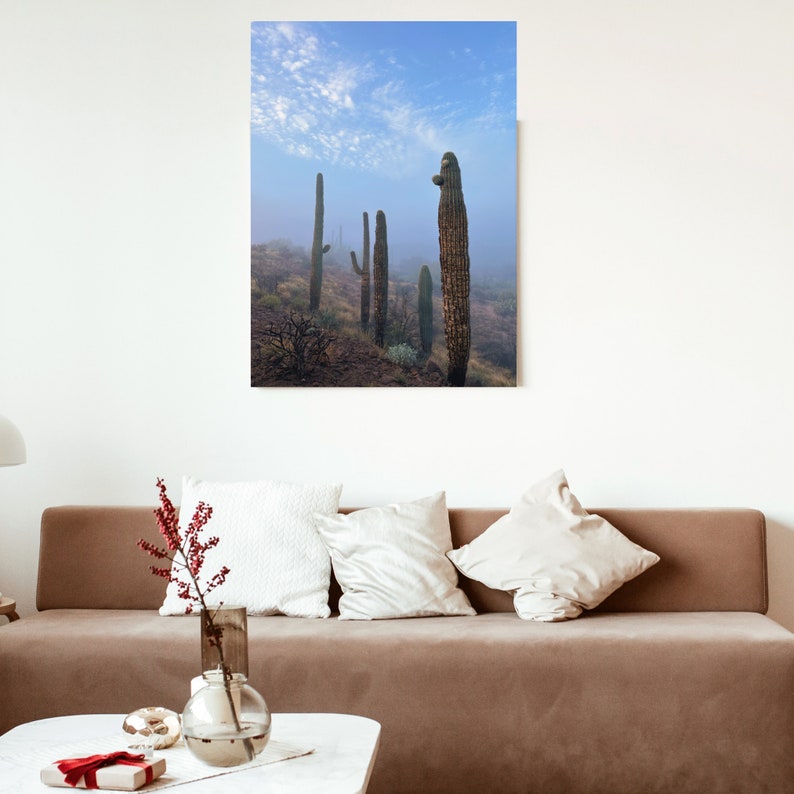 Fog Among the Saguaro Cacti. Superstition Mountains Arizona, Digital Download, Fine Art Landscape Photography. image 4