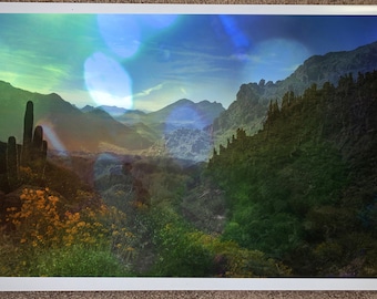 Mystical Peralta Trailhead, Superstition Mountains, Arizona. Framed Inkjet Print, 11x17"