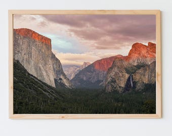 Yosemite Wall Art, California National Park, Tunnel View Photo, Pastel Nature Photography, Rustic Home Decor, Yosemite Printable Art
