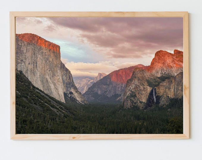 Yosemite Wall Art, California National Park, Tunnel View Photo, Pastel Nature Photography, Rustic Home Decor, Yosemite Printable Art
