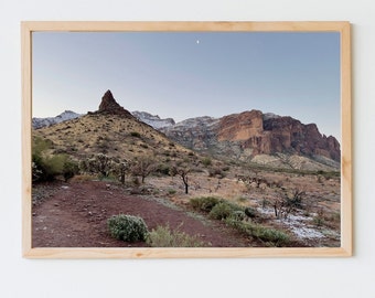 Snow Meets Desert. Superstition Mountains Arizona, Digital Download, Fine Art Landscape Photography.