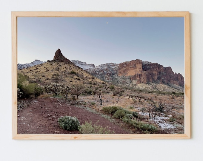 Snow Meets Desert. Superstition Mountains Arizona, Digital Download, Fine Art Landscape Photography.