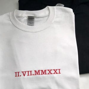 Camiseta personalizada con fecha y número romano, camiseta con fecha, tops a juego