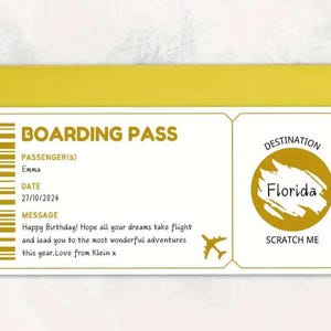 Personalisierte Scratch Reveal Bordkarte, Scratch Reveal für Überraschungsurlaub, Überraschungsurlaubszielticket