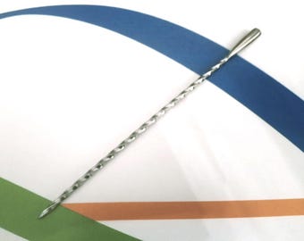 Langer, gedrehter stabiler Haarstab Edelstahl 19 cm