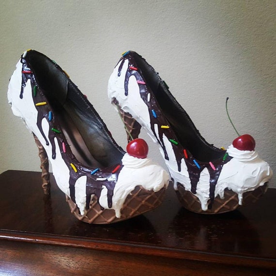 cream platform heels