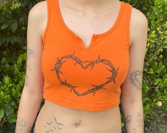 Barbed Wire Heart Design Crop Top