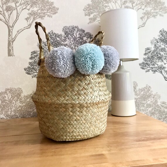 Pom Pom Basket. Small Etsy UK