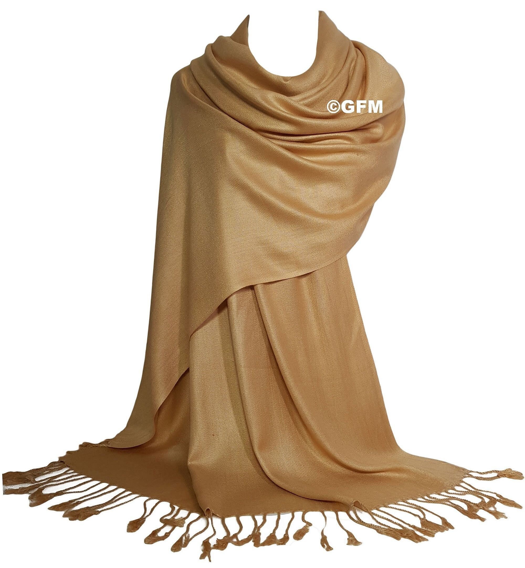 GFM GOLD Pashmina Style Scarf Wedding ...