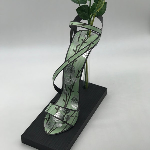 Vase außergewöhnliche Geschenkidee für Schuhliebhaber und Schuhsammler, elegante extravagante Vase, dekorativer Hingucker