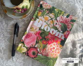 Floral Vintage Journal for Women Inspirational Bloom Lined Notebook Shabby Cottage Chic Flowers Diary Hardback Journal Wedding Journal